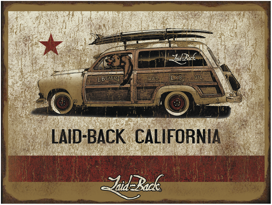 Cali Flag Woodie-12x16 Metal Sign - Laid-Back