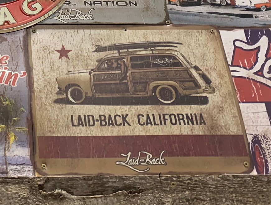 Cali Flag Woodie-12x16 Metal Sign - Laid-Back