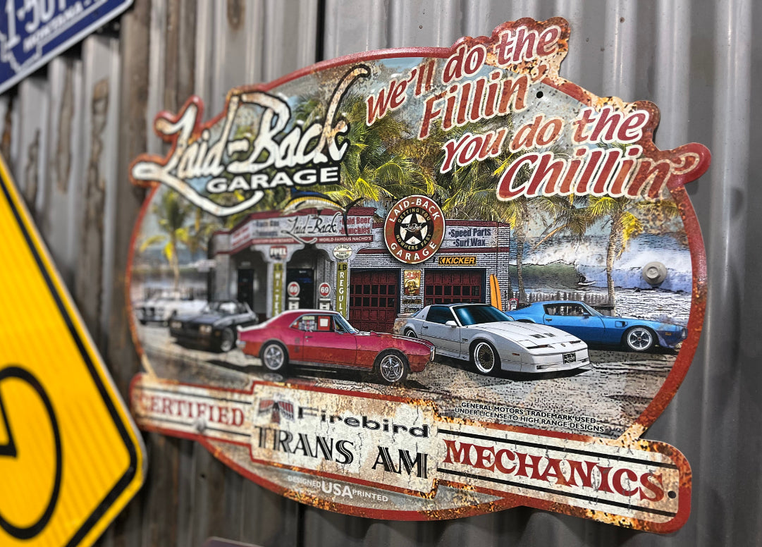 Dream Garage Firebird Trans Am Embossed Metal Sign - Laid-Back