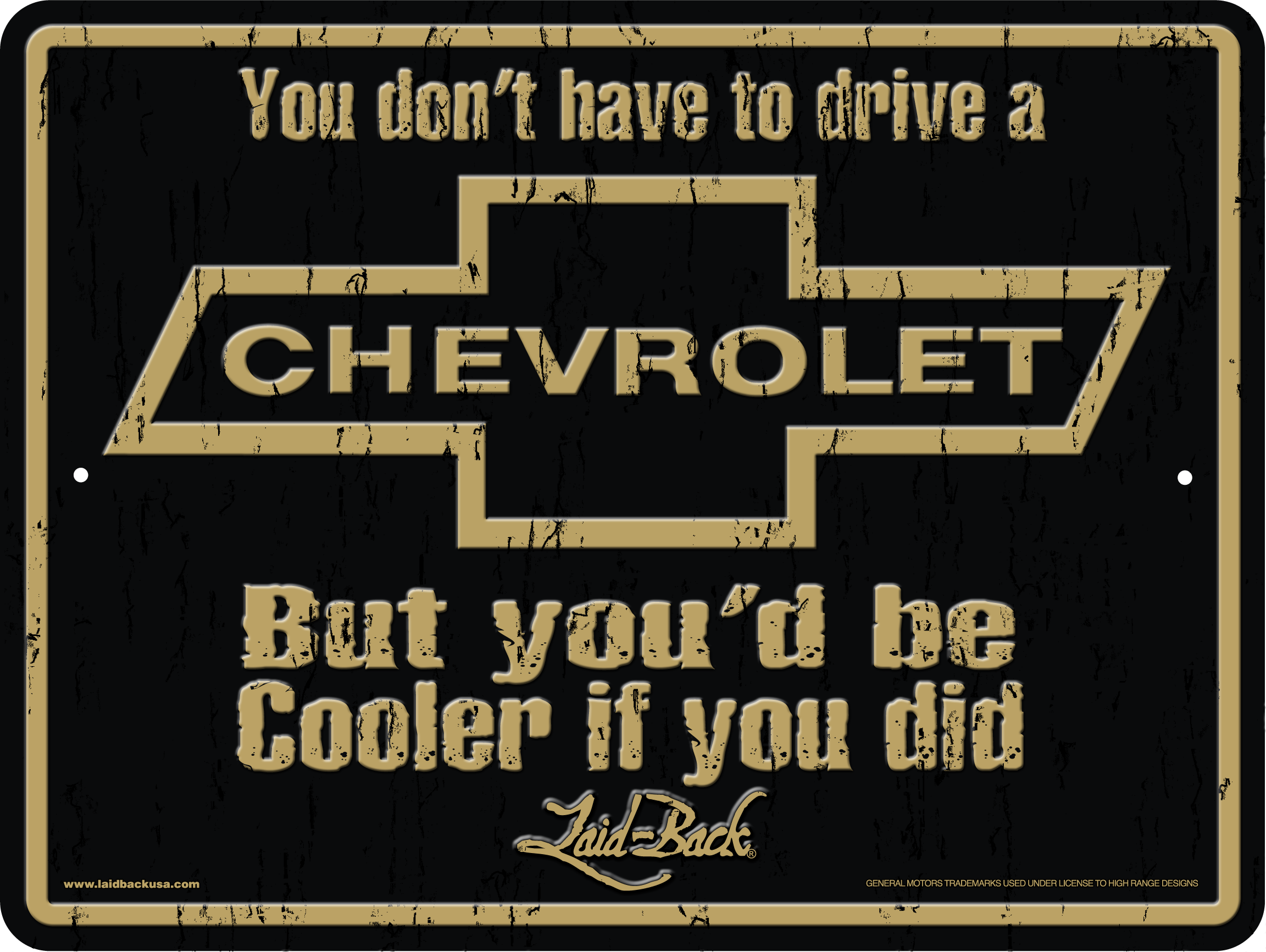 Cooler Chevy Embossed Metal Sign - Laid-Back