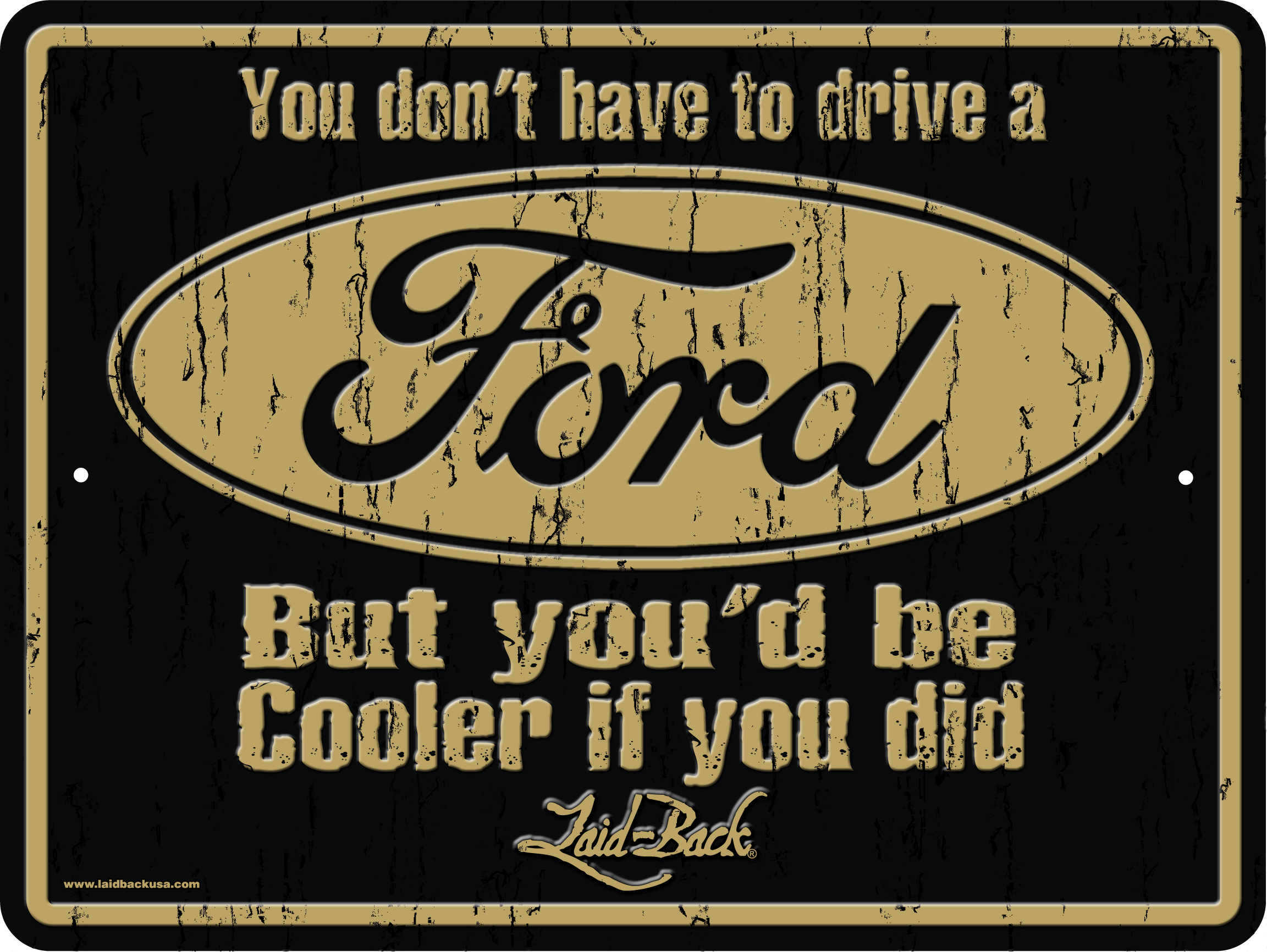 Cooler Ford Embossed Metal Sign - Laid-Back