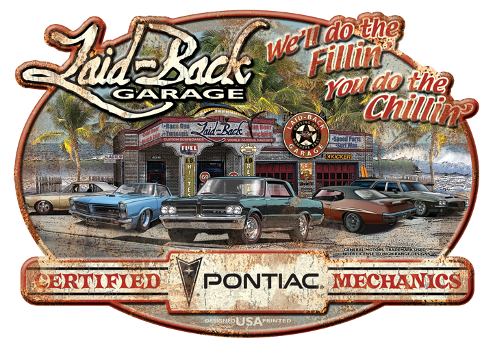 Dream Garage GTO Embossed Metal Sign - Laid-Back