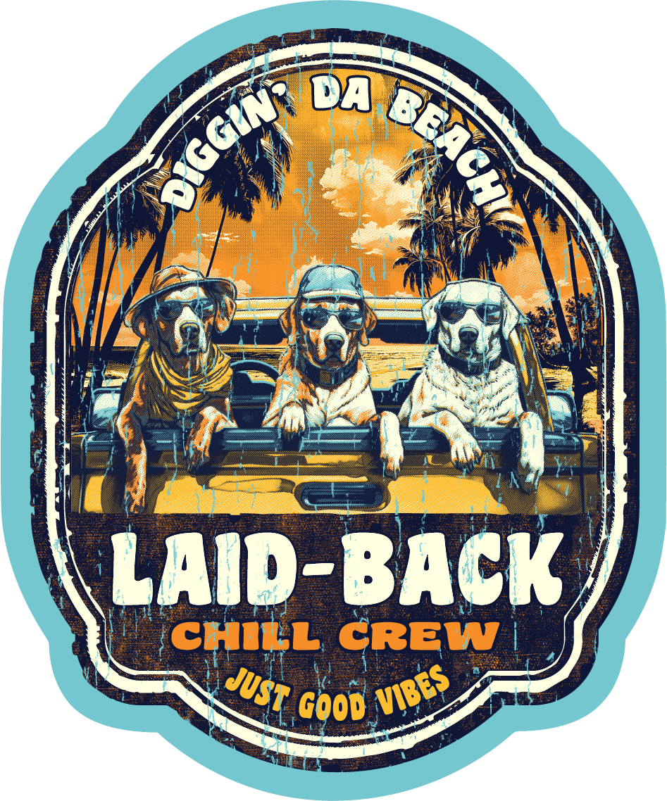 Sebum Tropical Dogs Sticker | Just good vibes (and dogs) by Laid-Back