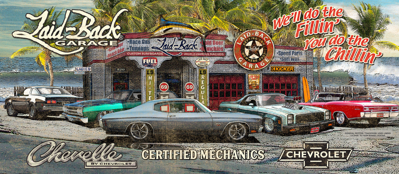 Beach Garage Chevelle 55x24 Banner