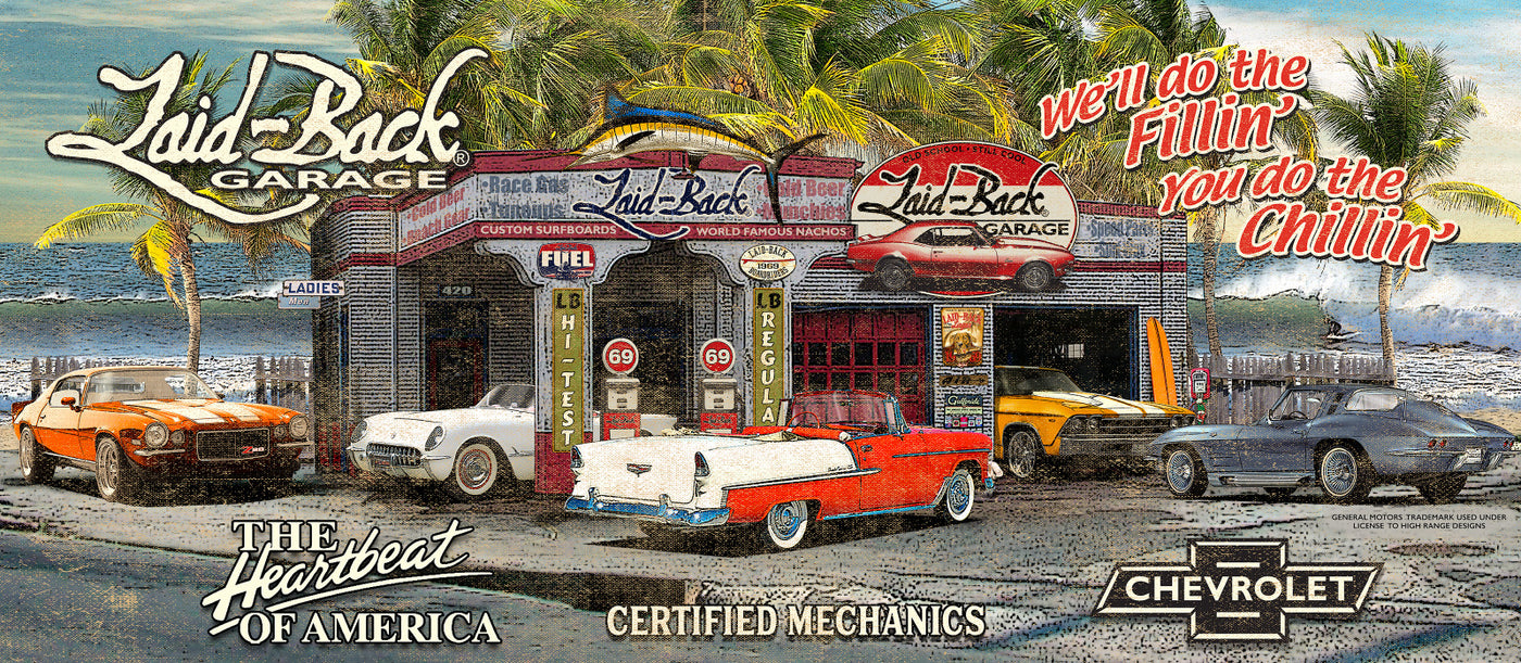 Beach Garage Chevy 55x24 Banner