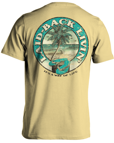 Chaplin Palm Tree Sandals T-Shirt | Toes in the sand Tee by Laid-Back