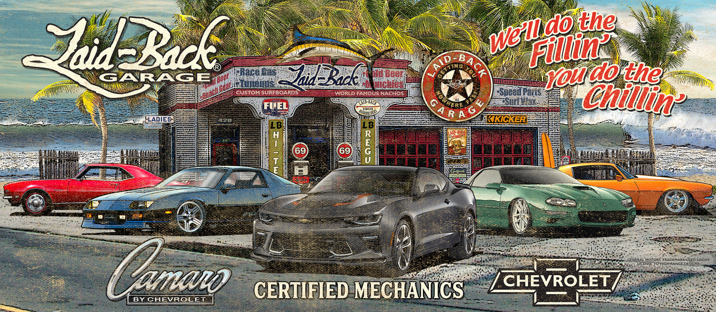 Beach Garage Camaro 55x24 Banner