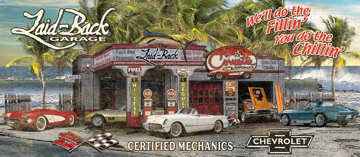 Beach Garage Corvette 55x24 Banner