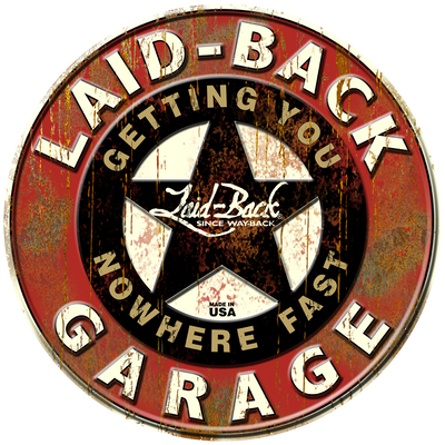 Garage Star Embossed Metal Sign - Laid-Back