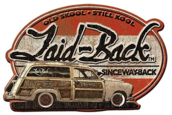 Halfway Woodie Embossed Metal Sign - Laid-Back