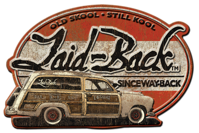 Halfway Woodie Embossed Metal Sign - Laid-Back