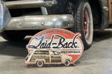 Halfway Woodie Embossed Metal Sign - Laid-Back