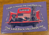 Red Truck USA Labs Embossed Metal Sign - Laid-Back